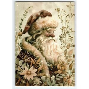 Vintage Christmas Santa Claus Eyes Closed Lithograph Postcard 5.5x4 Inches